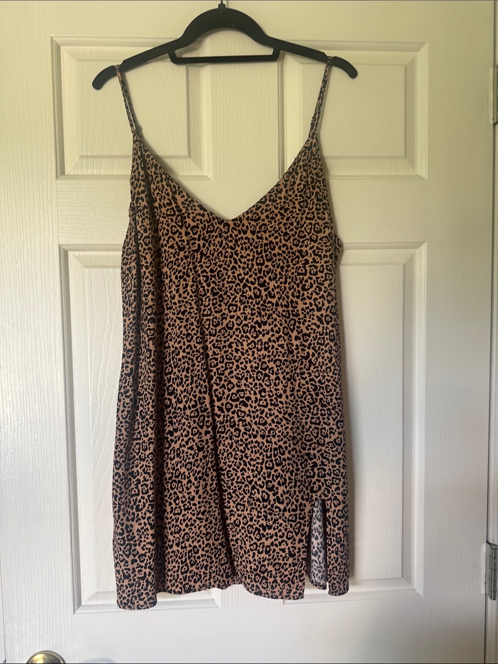Reformation Leopard Slip Mini Dress - Tan and Black
